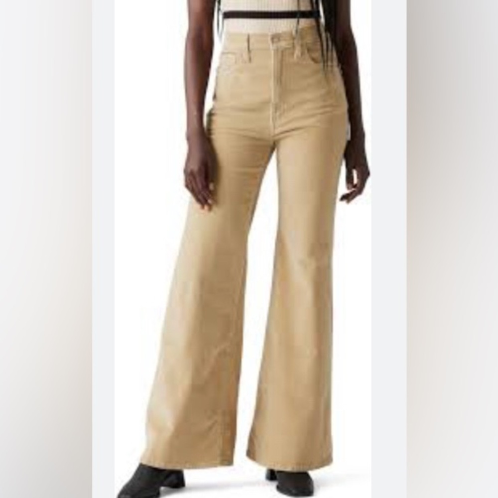 Levi's Women's 32 Ribcage Bell Corduroy Pants Tan Super High Rise Clueless NEW